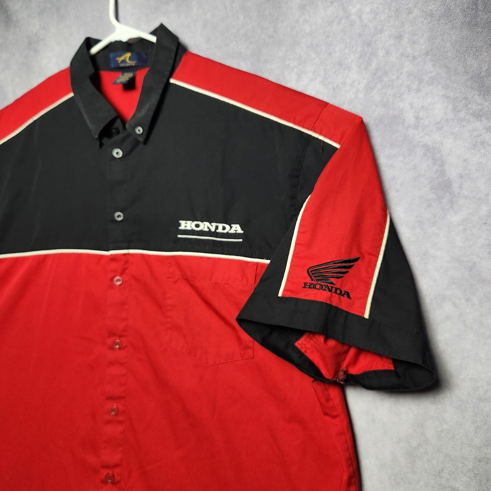 Honda Racing Shop Shirt Mens XL Ash City Red Black Colorblock Embroidered Logo